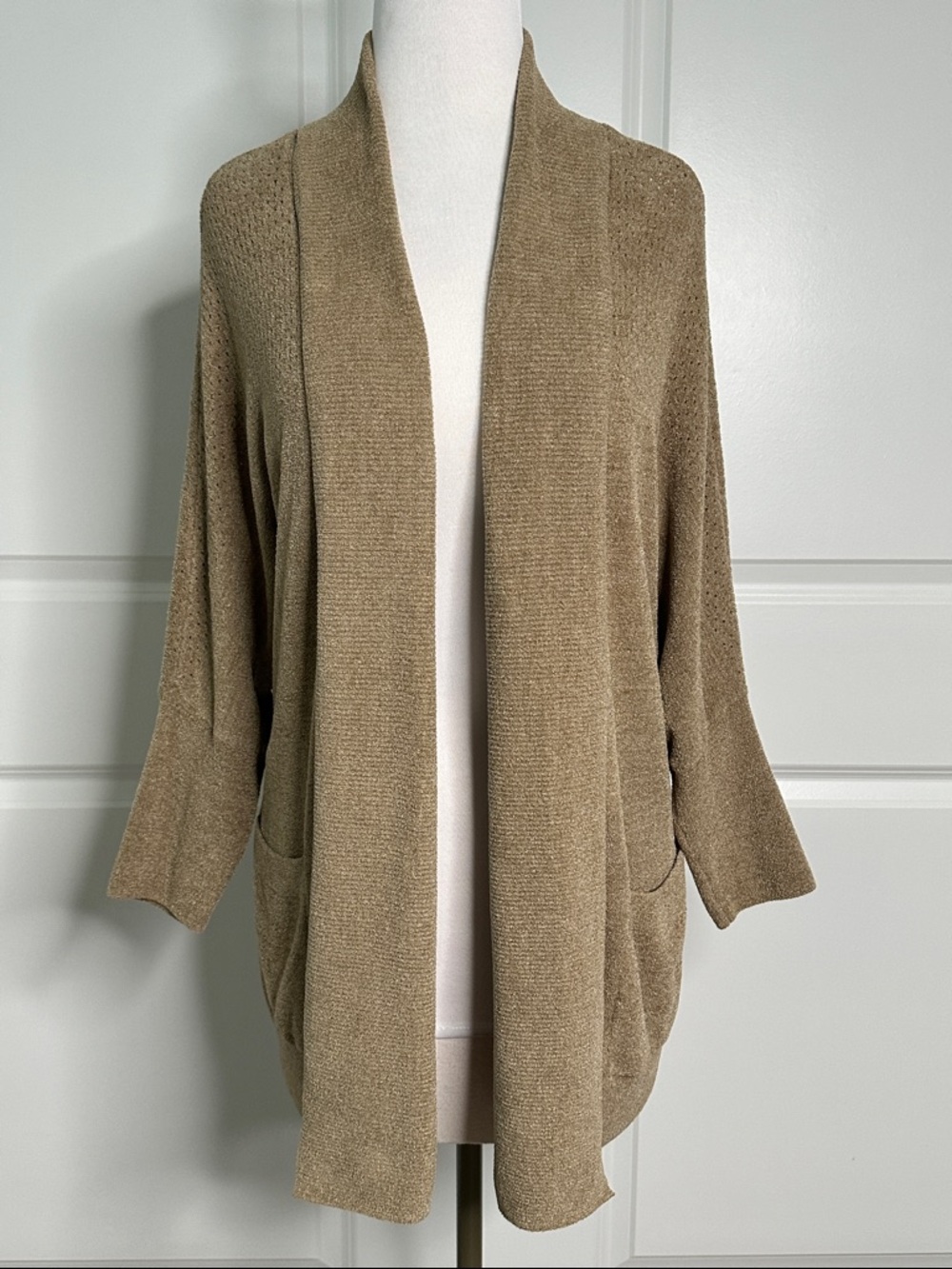Barefoot Dreams CozyChic Ultra Lite Long Sleeve Open Cardigan Pockets Brown X/XL